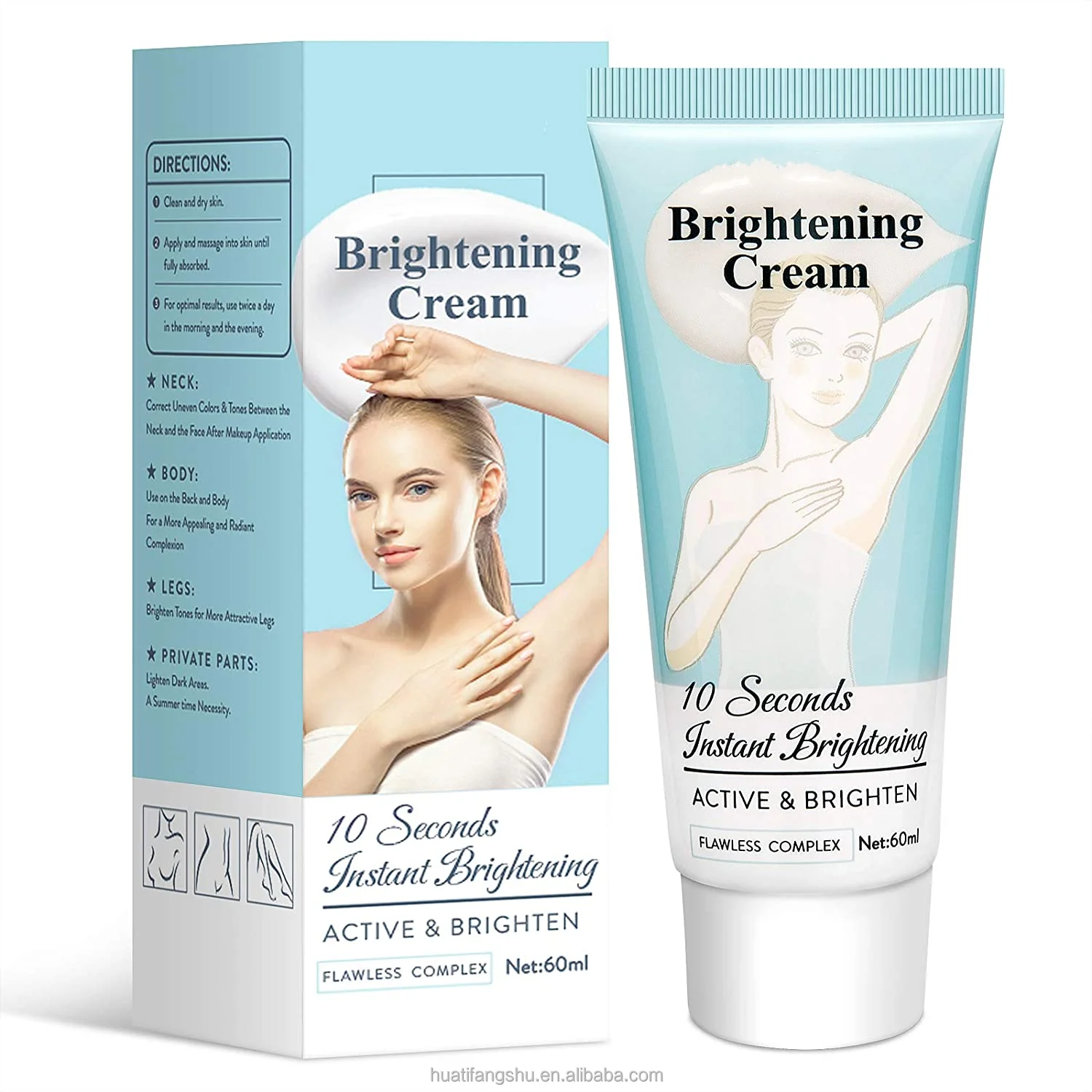 

Amazon Hot Sell Body Armpit Sensitive Areas Whitening Lotion Bleaching Cream For Dark Skin Underarm Whitening Cream, White