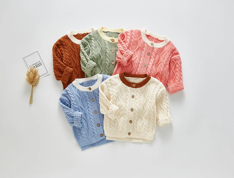 
Cotton knitted white baby boy girl sweater cardigan 