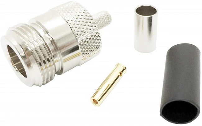 N Female Crimp Connector for RG58 LMR195 LMR200 Cable WiFi GSM GPS RF Radio Antenna