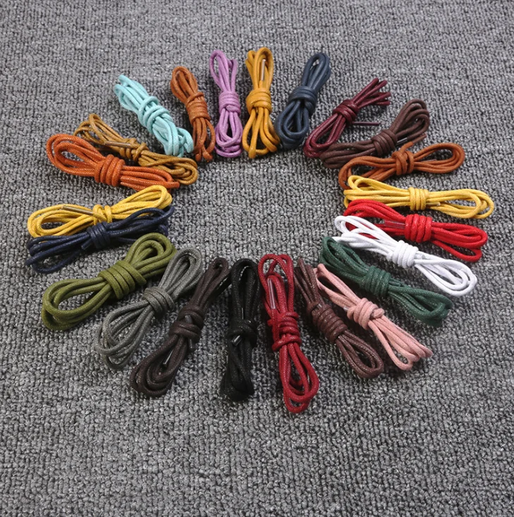 

Cheap 3mm 70cm Long Round Wax Cotton Leather Shoe Laces For Sale, 18 colors
