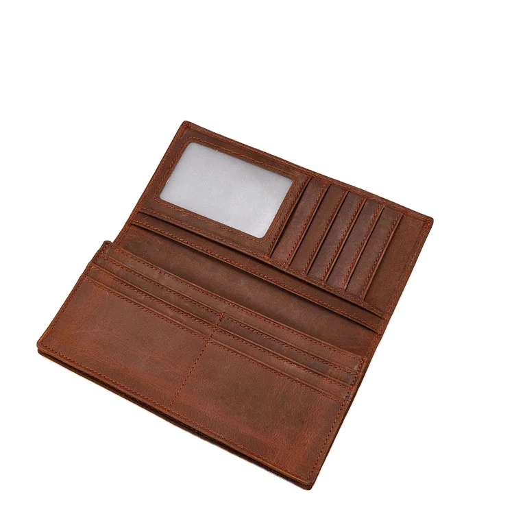 

High Quality Crazy Horse Leather Men's Wallet Wholesale Leather Long Wallet With Multi-Card Holder 8031