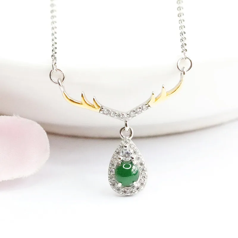 

S925 Silver Inlay Natural Emerald Ice-Like Emperor Green All The Way To Have You Pendant Live Delivery FC2050805