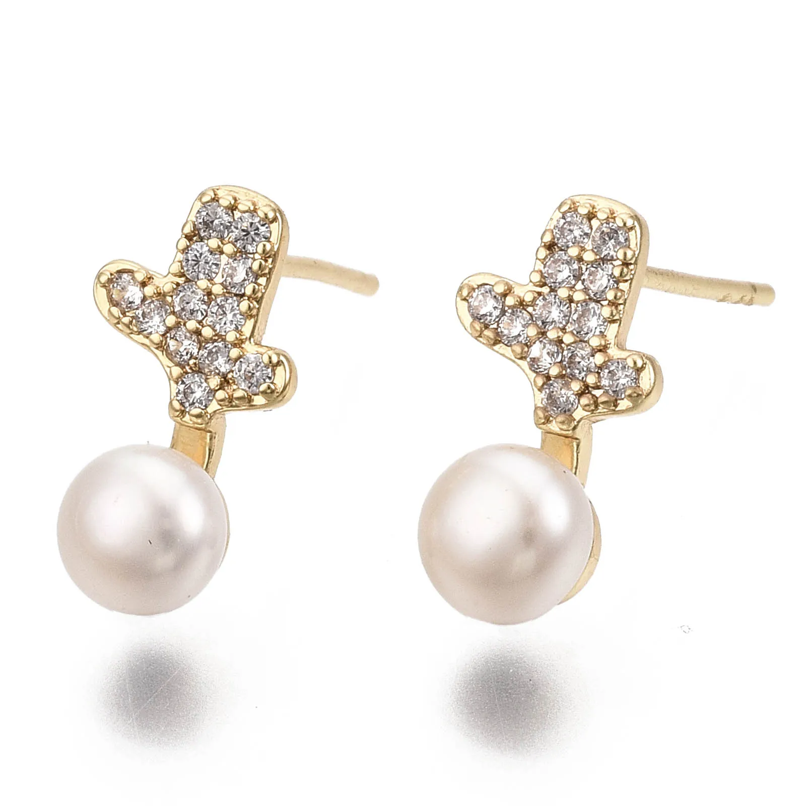 

PandaHall Cactus Cubic Zircon Shell Pearl Beads Stud Earrings