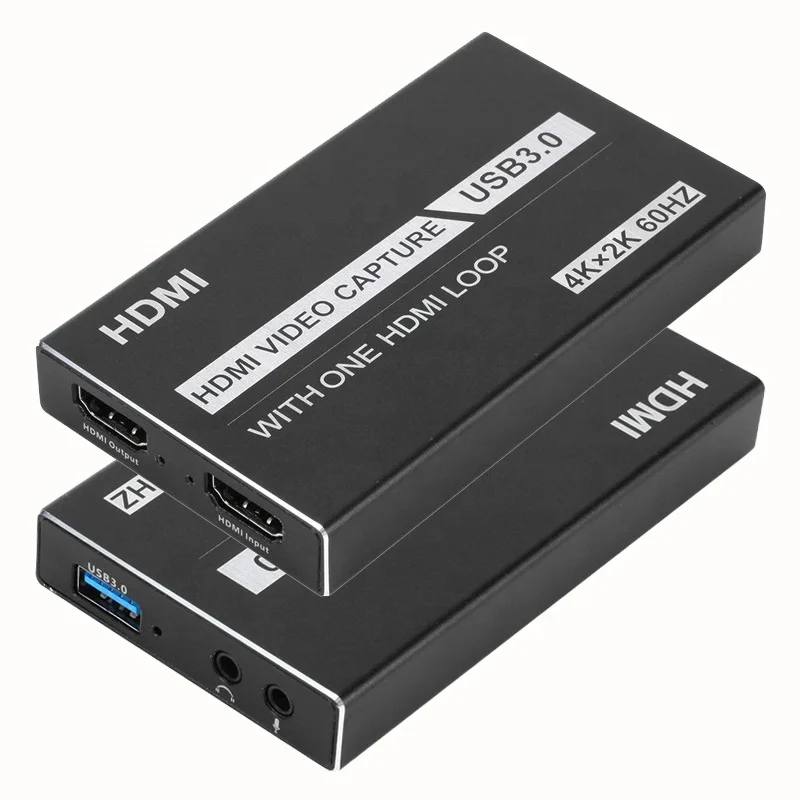 

HDMI USB 3.0 HD Video Capture Card Device Loop Adapter HD 4K@60Hz 1080P HDMI To USB Video Capture Card, Black