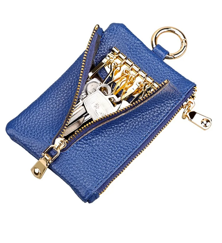 

Mens Genuine Leather key chain with wallet Loop Hook Coin Case Cover Wallet