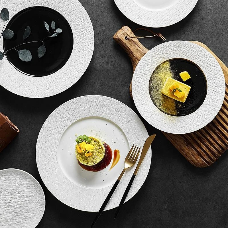 

Nordic creative stone pattern Western cuisine steak plate restaurant main meal pasta dessert plate kitchen plate