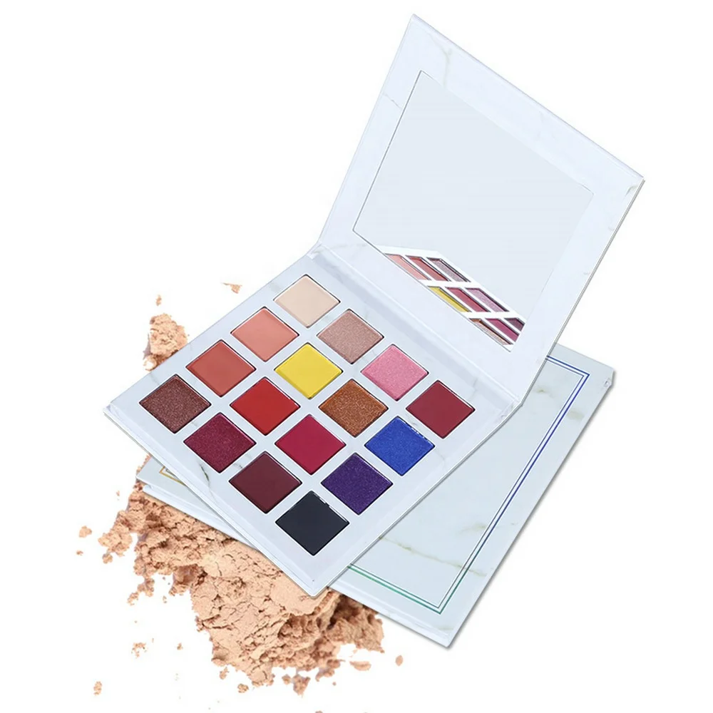 

16 Colors Marble Matte Eye Shadow Pigment Shimmer Eyeshadow Palette Private Label Eye Makeup Low Moq No Brand Cosmetics