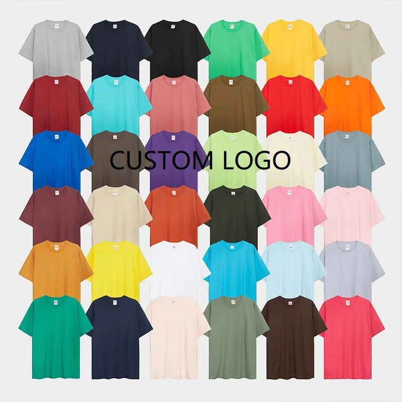 Evertop Custom Summer Cotton T-Shirts 220GSM Oversized Plain Tshirt for Big Men Designer Print OEM Tshirt Knitted Fabric