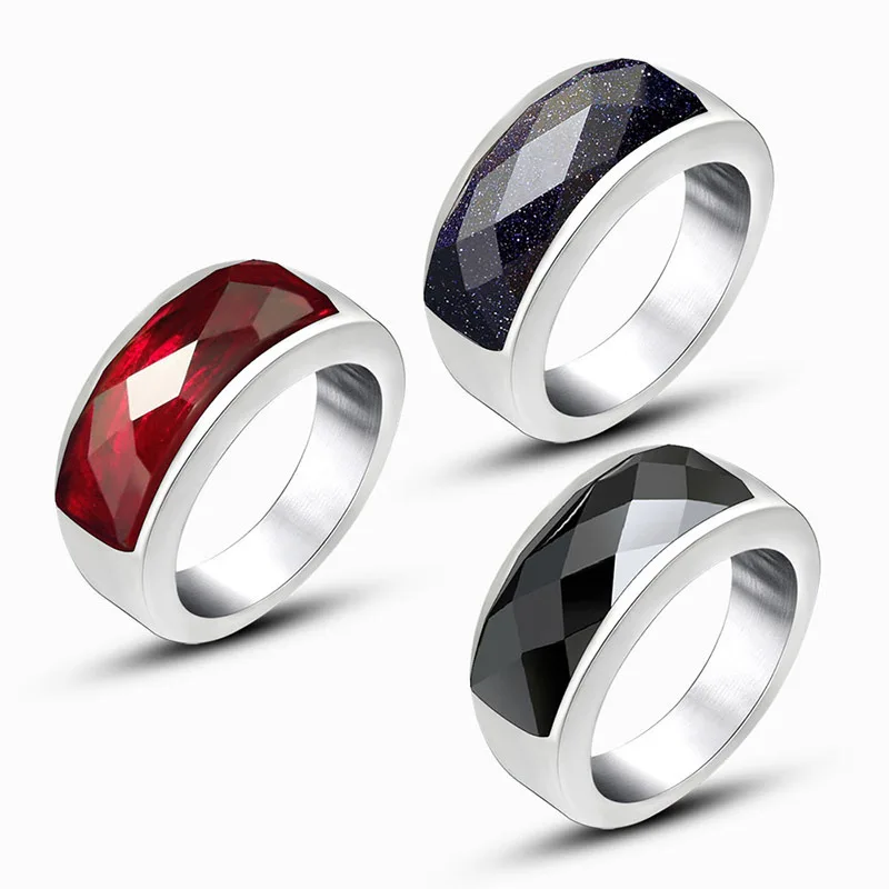 

2021 Sailing Jewelry Stainless Steel Mens Ring Red Gemstone Ring Stainless Steel Gemstone Ring