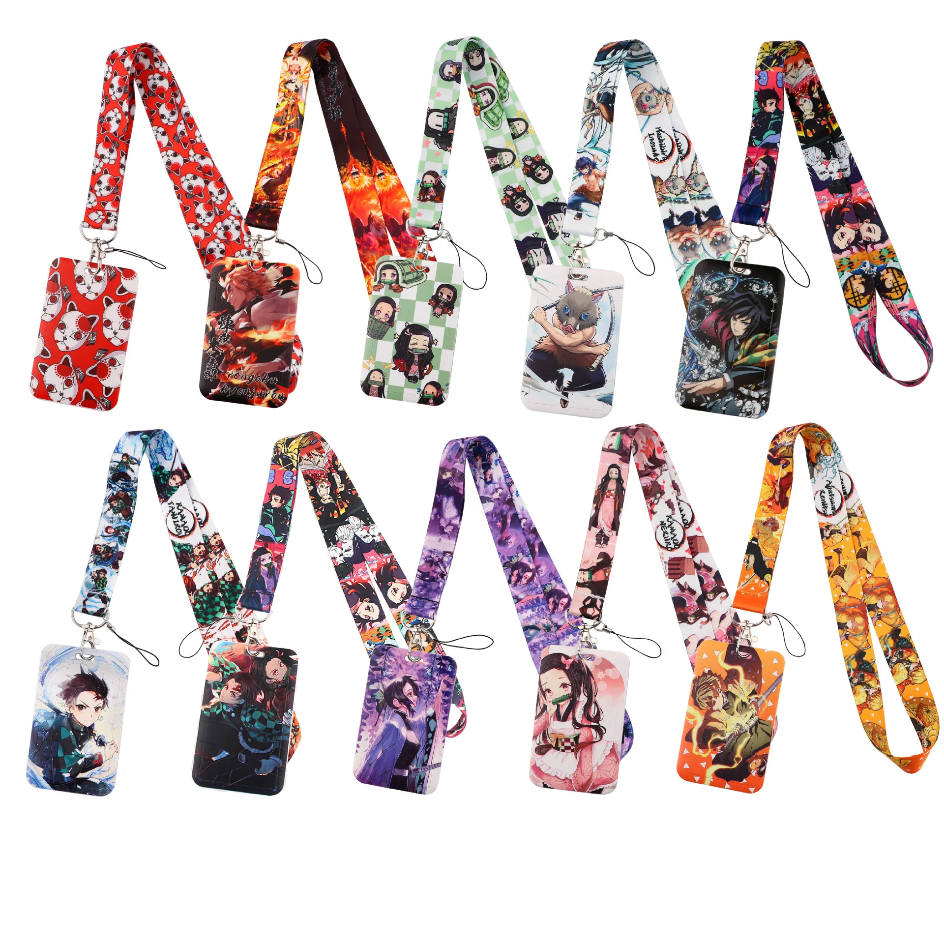 

Japanese Anime Demon Slayer Lanyards For Keys Chain ID Credit Card Cover Pass Mobile Phone Charm Neck Straps Accessories Gifts