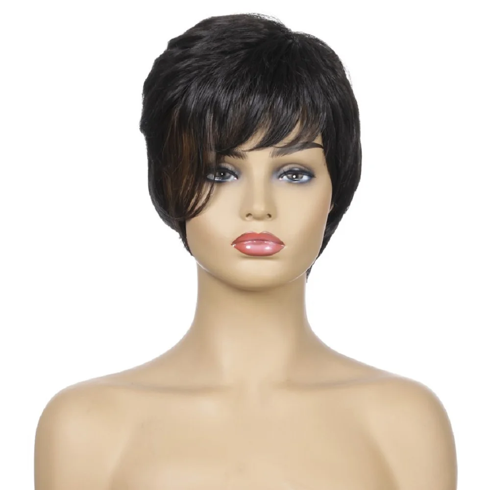 Short Pixie Cut Hair Short Black Hairstyles Synthetic Wigs Heat ...