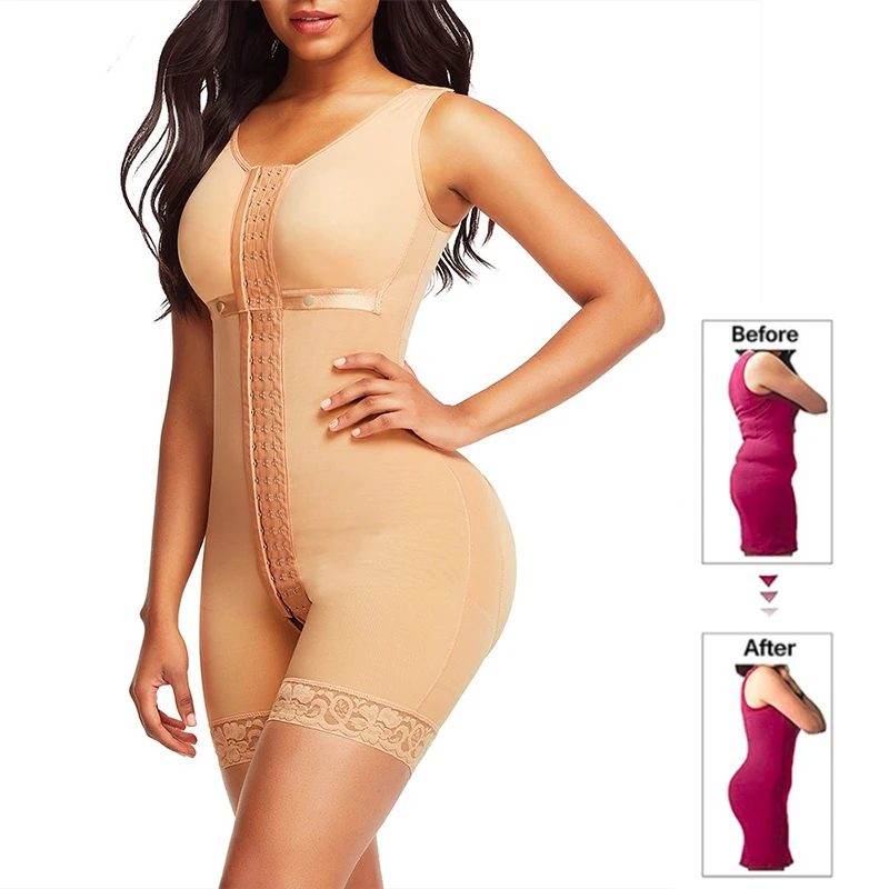 

wholesale women fajas colombianas body shaper women's shapewear bodysuit, Black and skin
