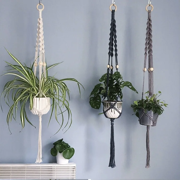 

macrame plant hanger Handmade Hanging Plant Holder Hanging Planters for Indoor Plants, White.black.grey.etc