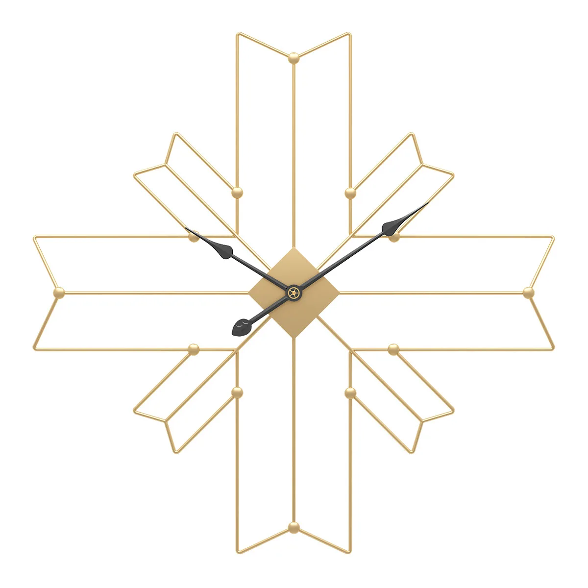 

New product cross polygon creative living room wall clock mute metal iron clock