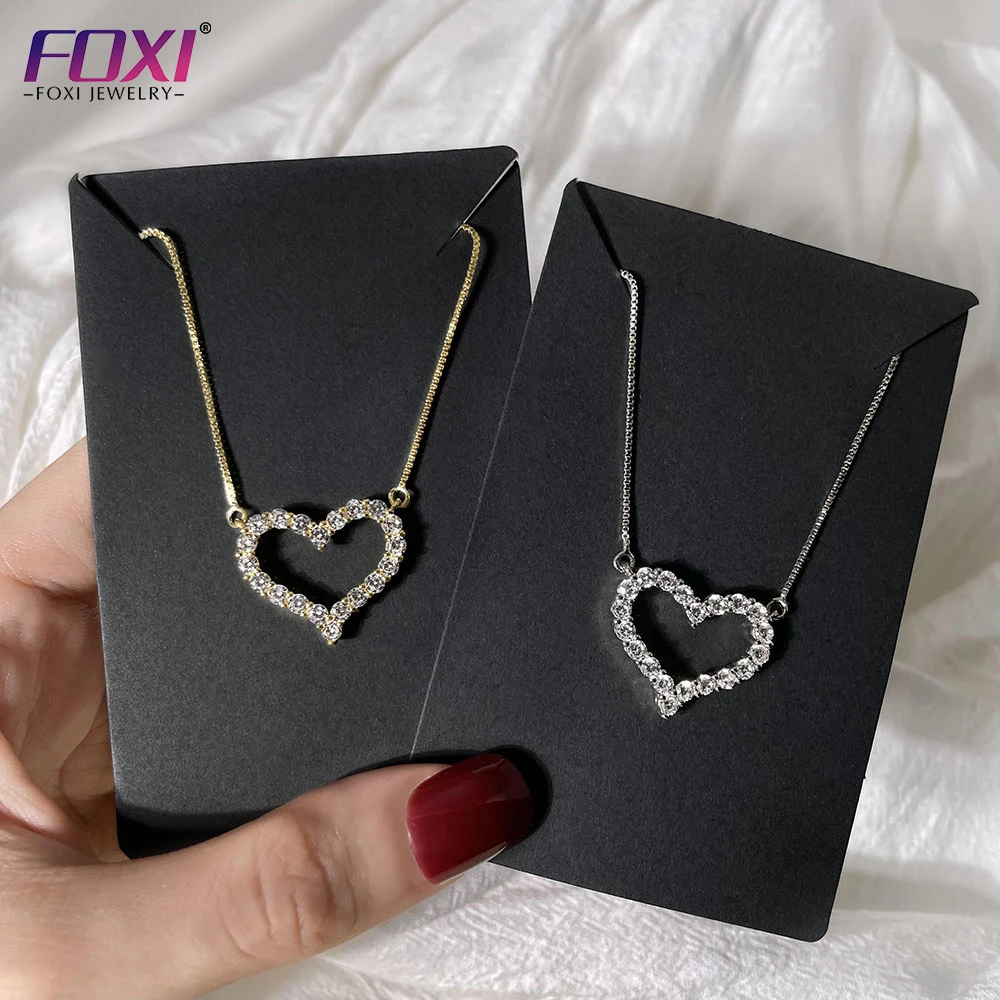 

fashion jewelry gold plated diamond rhodium plated zirconia wedding small heart necklace