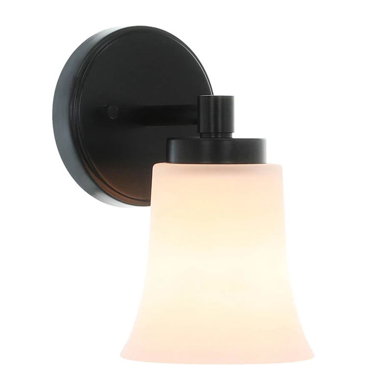 1 Light Transitional Black Wall Light, Glass Sconces Wall Lamp for Bathroom & Bedroom