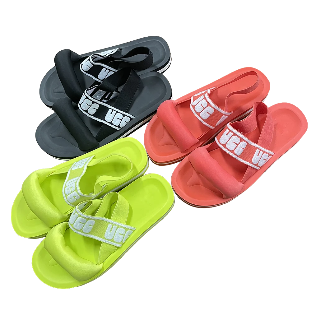 

2021 New Summer Ladies Flat Comfortable Casual Beach Fashion Sandal Slipper suggest Beach Shoes, Black/green/orange