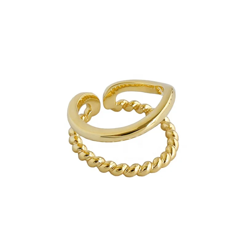

Wholesale S925 Sterling Silver Double Glossy Twist Ring, Silver/gold