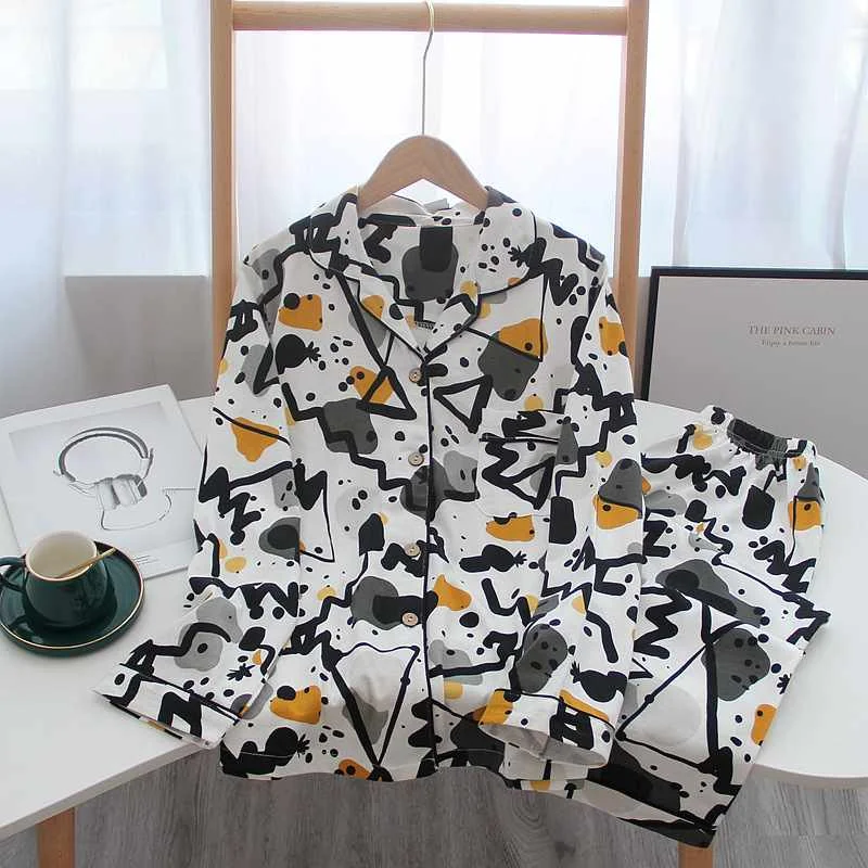 

2021 new spring and autumn ladies pure cotton simple floral loose sleepwear cover printing long-sleeved home service two-piece s, Required