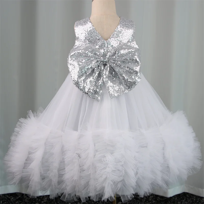 

white and sliver kids party dress flower red girls wedding dresses baby frock, Red,white champange,pink