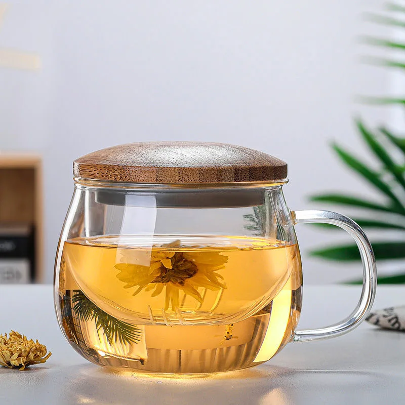 

Glass Infuser Mug Teacup with Strainer Loose Tea Fruit Flower Brewer, Clear
