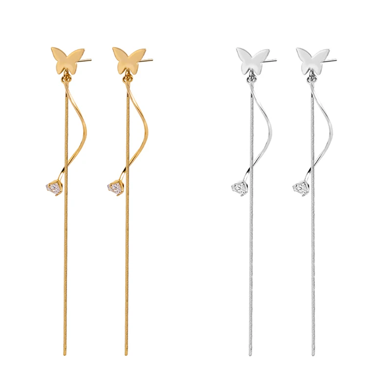 

Wholesale fashion women earring with 925 sterling silver auricular needle zircon jewelry gold small butterfly earrings
