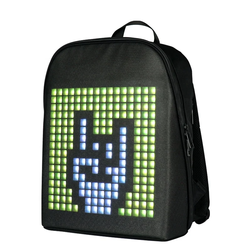 

Unique design backpack custom DIY dynamic LED display backpack waterproof laptop with led screen led bagpack, Black