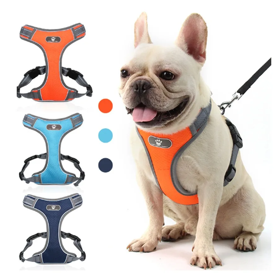 

Wholesale Customized Fashion Dog Collar reathable Mesh Reflective Dog Harness Leash, As shown below