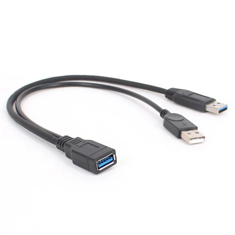 

USB 3.0 Cable Dual Power Charge Cables Y Adapter Male To Female Cord Cable 30CM