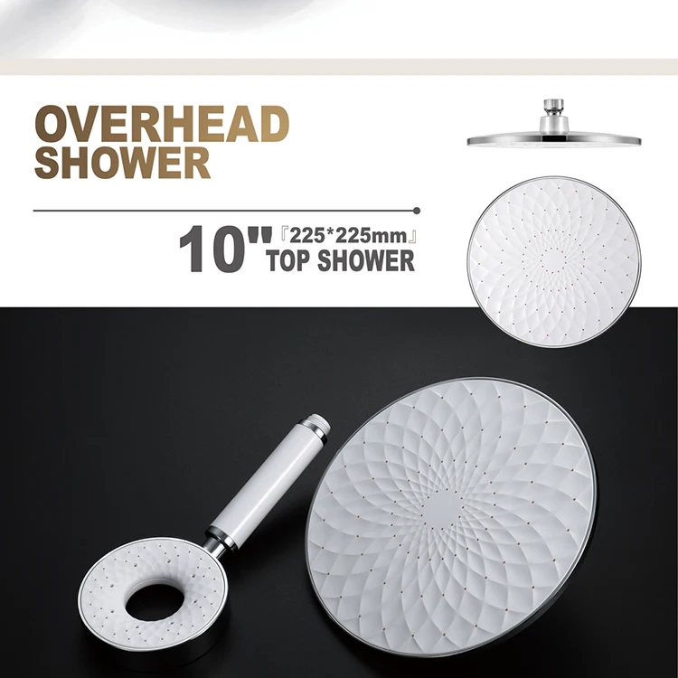 HIDEEP Bathroom Shower Accessories White Round ABS Three Function Rain Held Hand Shower