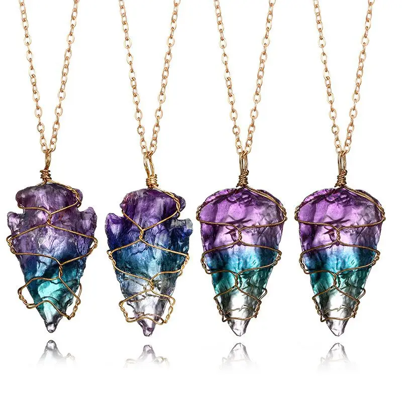 

Handmade Irregular Natural Colorful Stone Pendant Necklace For Women, Black