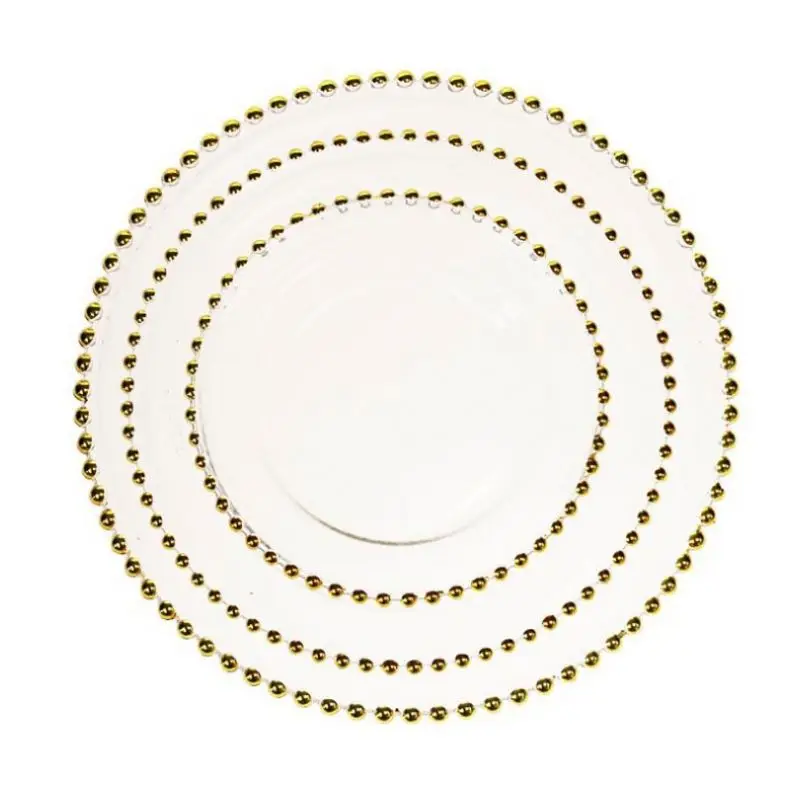 

High Quality Glass Beaded Charger Plate For Wedding, Gold silver