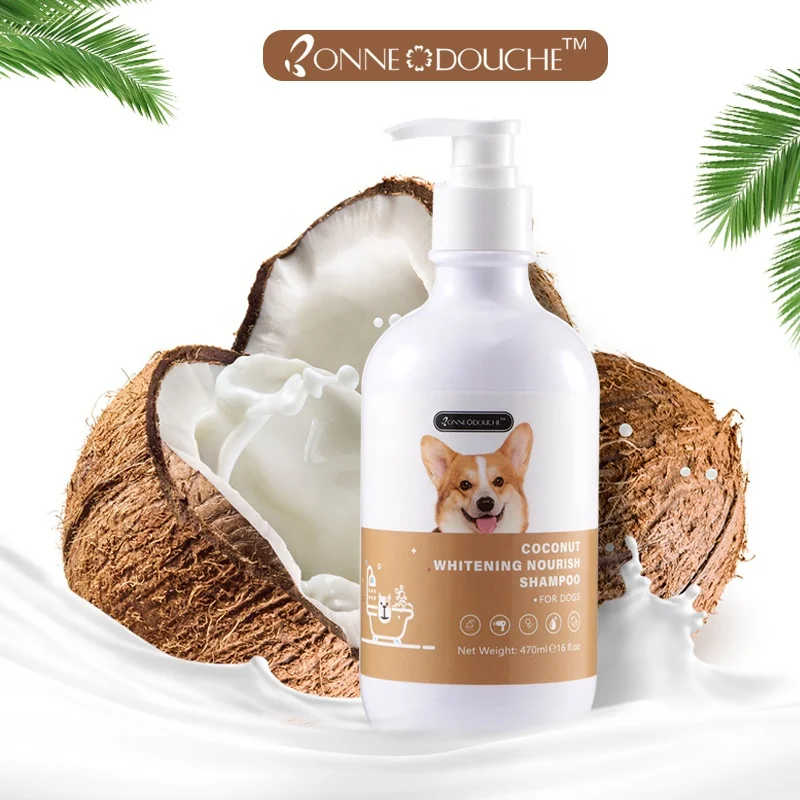 

BONNE DOUCHE New Arrival Home use Pet Care Coconut Whitening Nourish Shampoo For Dog Natural Formula with Pleasant fresh scent, White