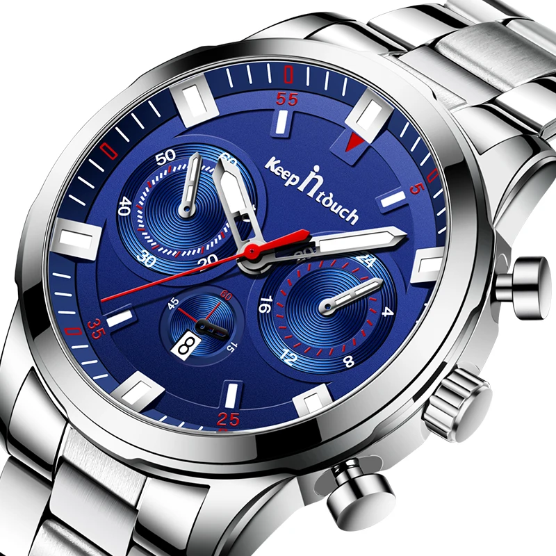

Wholesale 2020 Hot Selling Luxury Mens Stainless Steel Watches Custom Logo Quartz Wristwatch