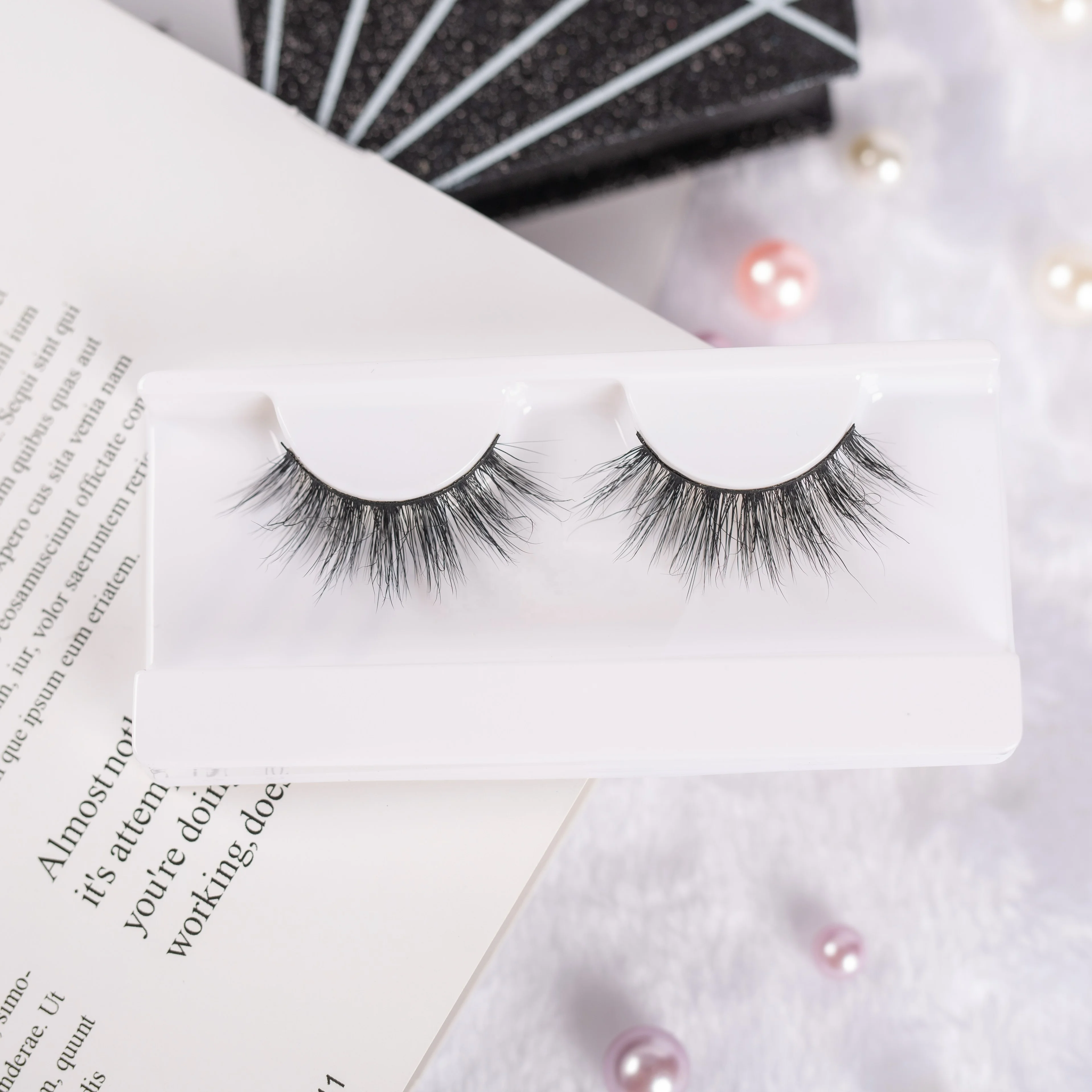 

3D Mink Eyelash Custom Packaging Natural Long Black Cotton Stalk 0.07MM