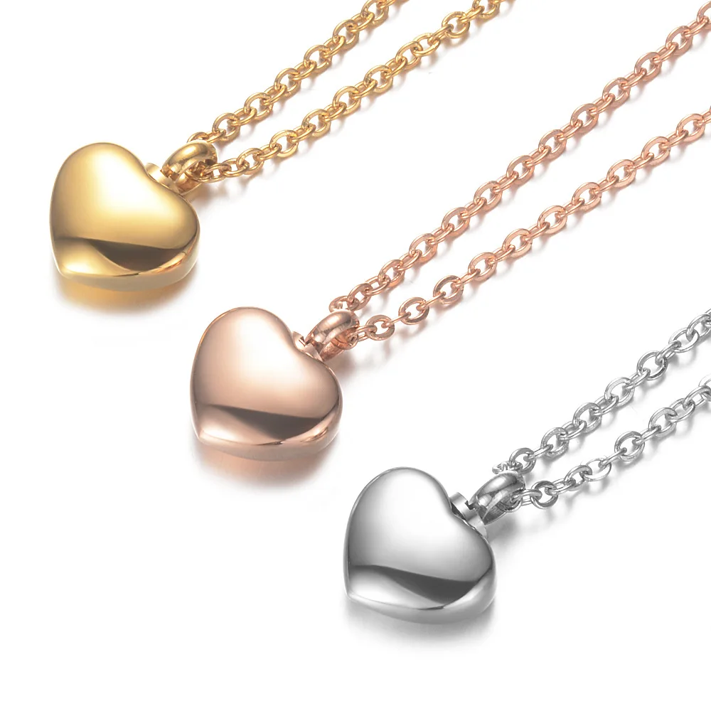 

heart shaped memorial urns necklace human pet ash casket cremation pendant 4 colors stainless steel jewelry