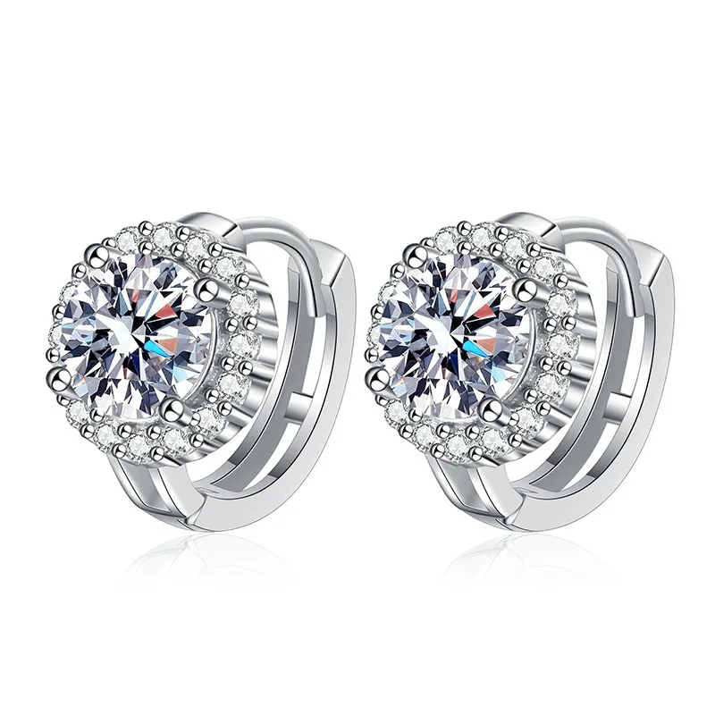 Wholesale Round Shape Grade D Vvs Moissanite Earrings 925 Sterling Silver 0 .5ct  1ct Moissanite Drop Earrings