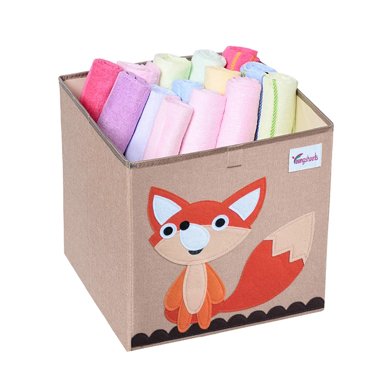 
Household Folding Storage Box Linen Fabric Cartoon Kids Storage Organization 