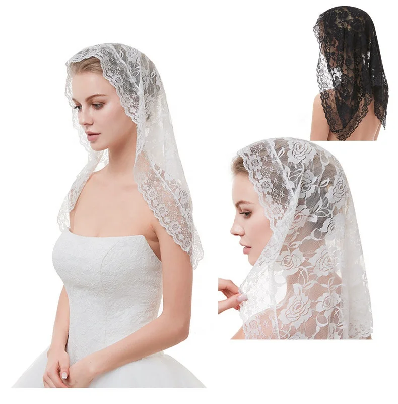 

wholesale bridal veils short white lace wedding veils, White and black