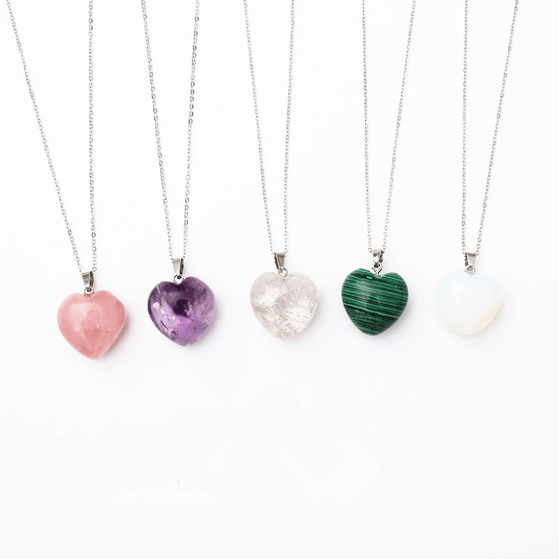 

Wholesale Loose Amethyst Quartz Beads Jewelry Accessories Heart Pendant, Pink Natural Gemstone Beads For Handmade Necklace, Please check the color options