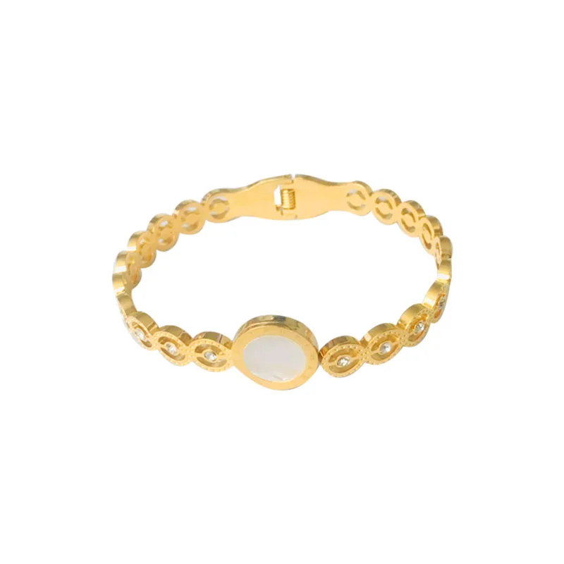 

Fashion Classical Stainless Steel Jewelry Roman Numerals Gold Cuff Bracelet Accessories Ladies Gift Jewelry
