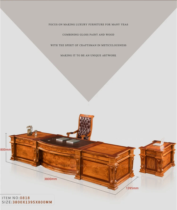 Solemnity Big Office Desk Government Boss Large Writing Desk Glossy