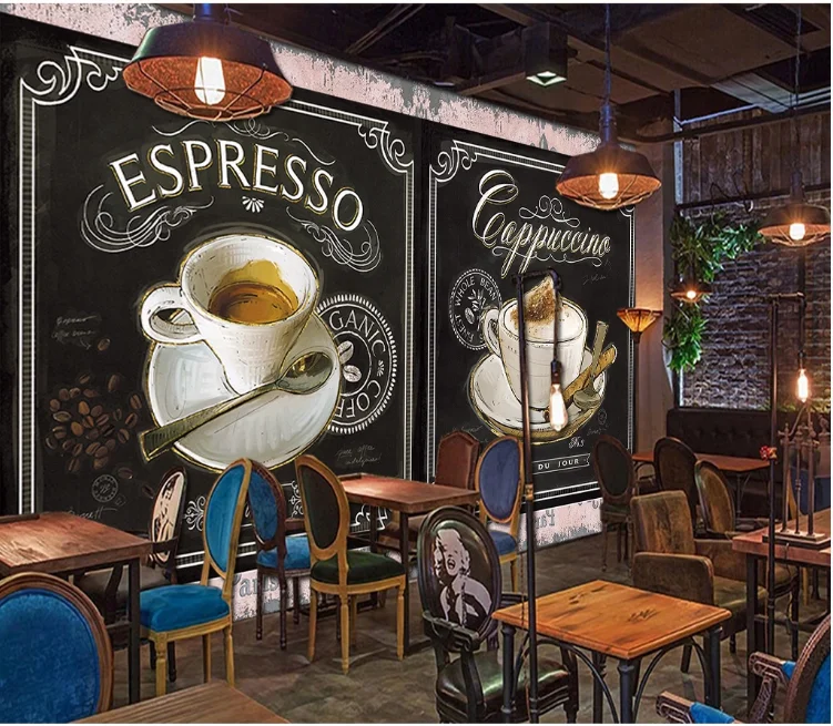 Retro Cafe Background Coffee Shop Wall Mural Wall Paper - Buy Cafe  Mural,Coffee Wallpaper,Coffee Shop Wall Mural Decor Product on 