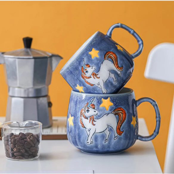 

Hand painted unicorn ceramic coffee mug creative animal mug, 8 designs