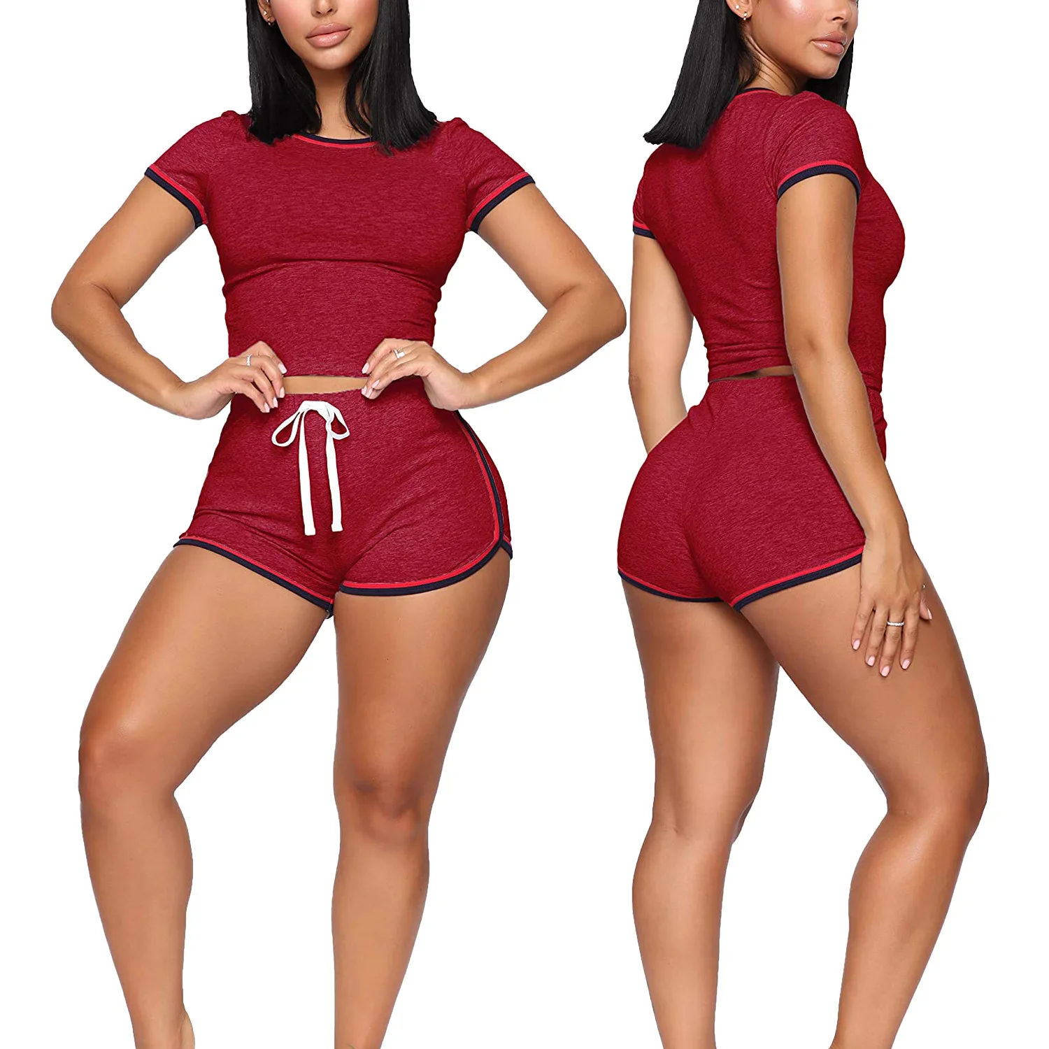 

2021Newest Summer shorts set women two piece sets fitness tank tops and short sets hot selling women clothing