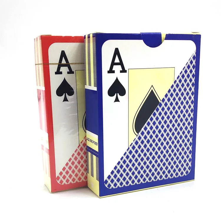 

Hot sale 100% plastic Texas promotion glossy PVC waterproof casino poker high quality in stock playing cards, Blue and red