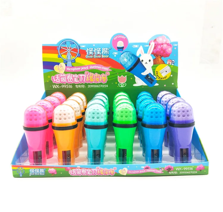 Cute Creative Microphone Rubber Eraser Multifunction Eraser Turning Pencil Knife Special Price