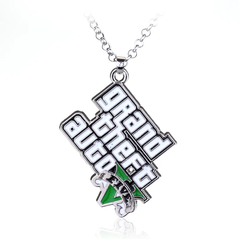 

2021 Fashion Game Gta 5 V Grand Theft Auto V Pendant Necklace Men Women Gift Jewelry, As pic or customized