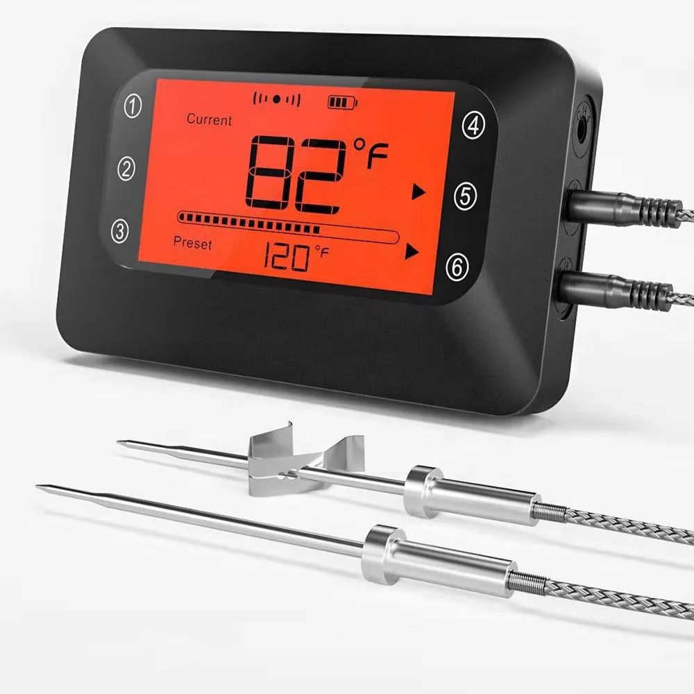

Digital Display Wireless BBQ Cooking Thermometer Wireless Outdoor Chicken Meat Thermometer Digital Meat Thermometer, Black