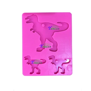 Image of S236 silicone dinosaur mold animal family keychains mould for key chains